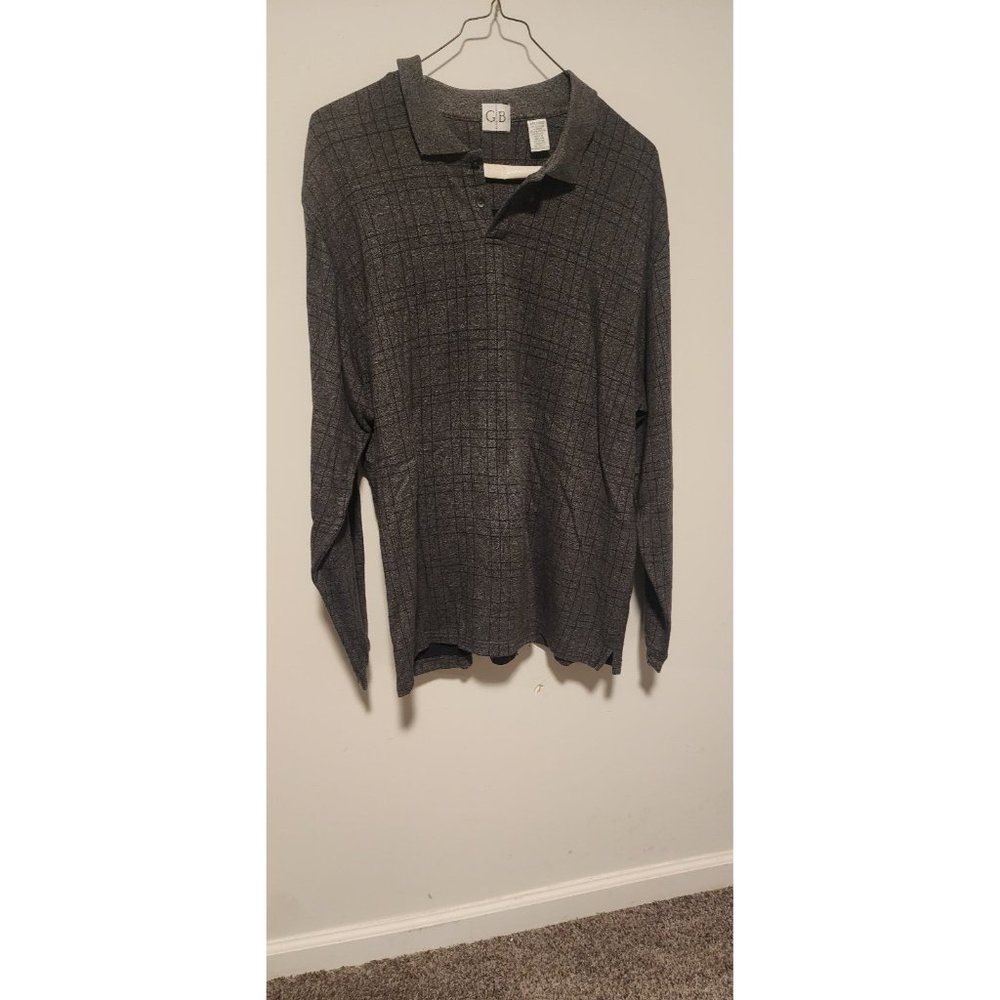 Geoffrey Beene Dark Gray Shirt Mens XXL Polo Long Sleeve Collared